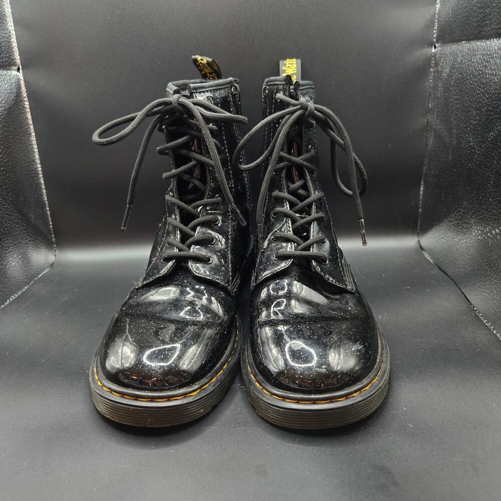 Dr. Martens 1460 Glittery Black Patent Boots - Women's 7 / Youth 6